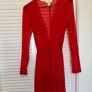 H&M Vintage red long sleeve maxi dress